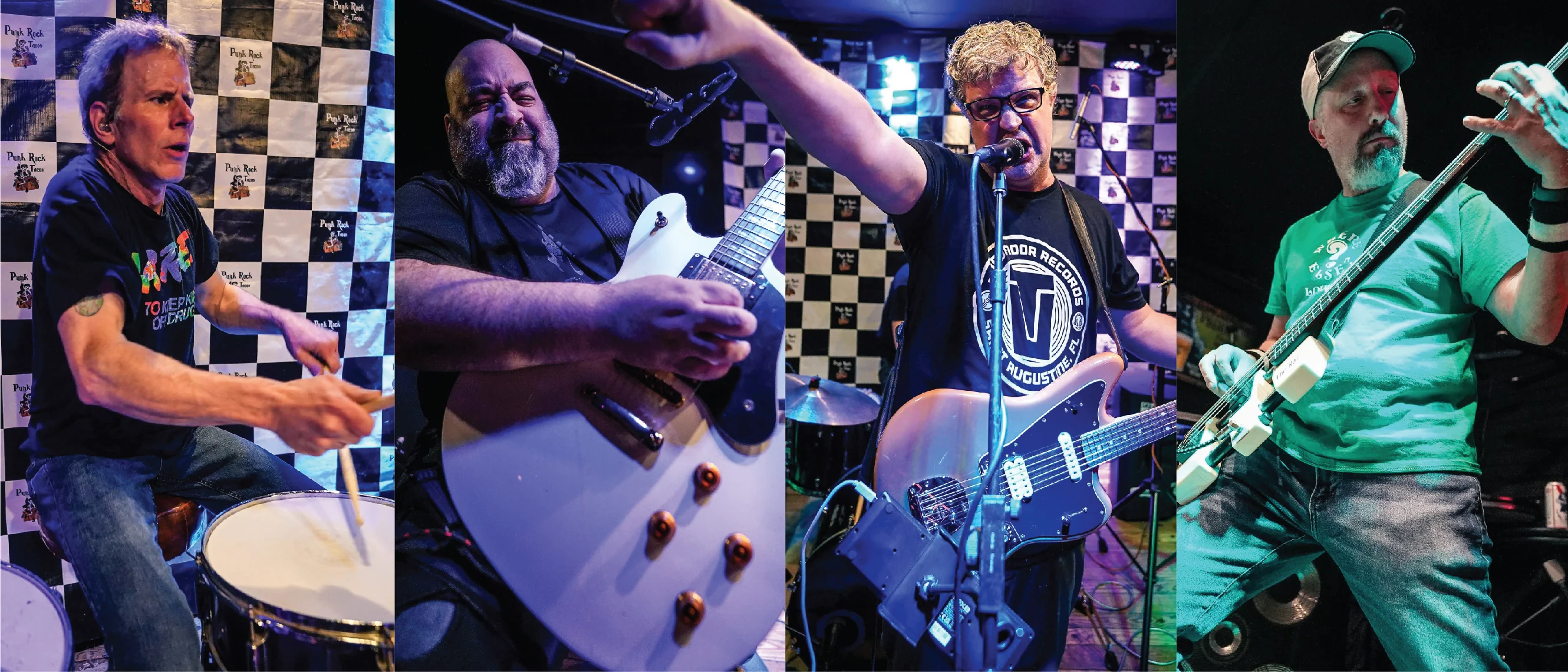 Tyre Fyre band members playing instruments